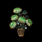 Retro Green Opal Crystal Cute Flower Pot Brooch Pin Jewelry Gift