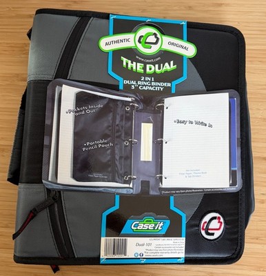 Case It The Dual 2 in 1 Ring Binder 3'' Capacity *NEW* Grey/Black  trapper keeper