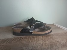 Mephisto Helen Thong Sandals Womens 37 US 7 Black Cork Footbed Comfort Boho
