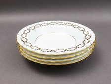 Minton England Tiffany S600 Gold Leaves Light Blue Swirl Rim Soup Bowl Set Of 4