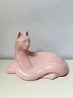 Haeger Pottery Ceramic Cat Large Sculpture Modern Art Blush Pink