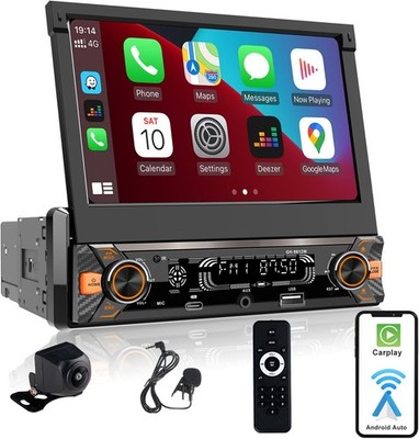 7'' Car Stereo Radio Single 1 Din Flip Out Touch Screen MP5 Player USB Bluetooth