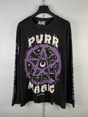 Killstar Mens Cotton Purr Magic Black Casual Long Sleeve T Shirt Size L