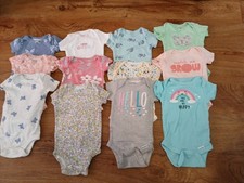 Lot of 12 Baby Girl 0-3 Month Gerber Onesies Carters Short Bodysuits 3 Months