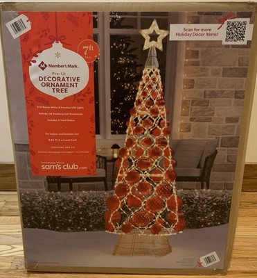 Member's Mark 7ft Pre-Lit Decorative Ornament Tree Christmas Indoor Outdoor New