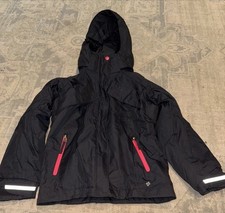 Columbia 3 In 1 Jacket Coat Youth Girls Sz 7 / 8 Black Pink W Green Fleece Omni