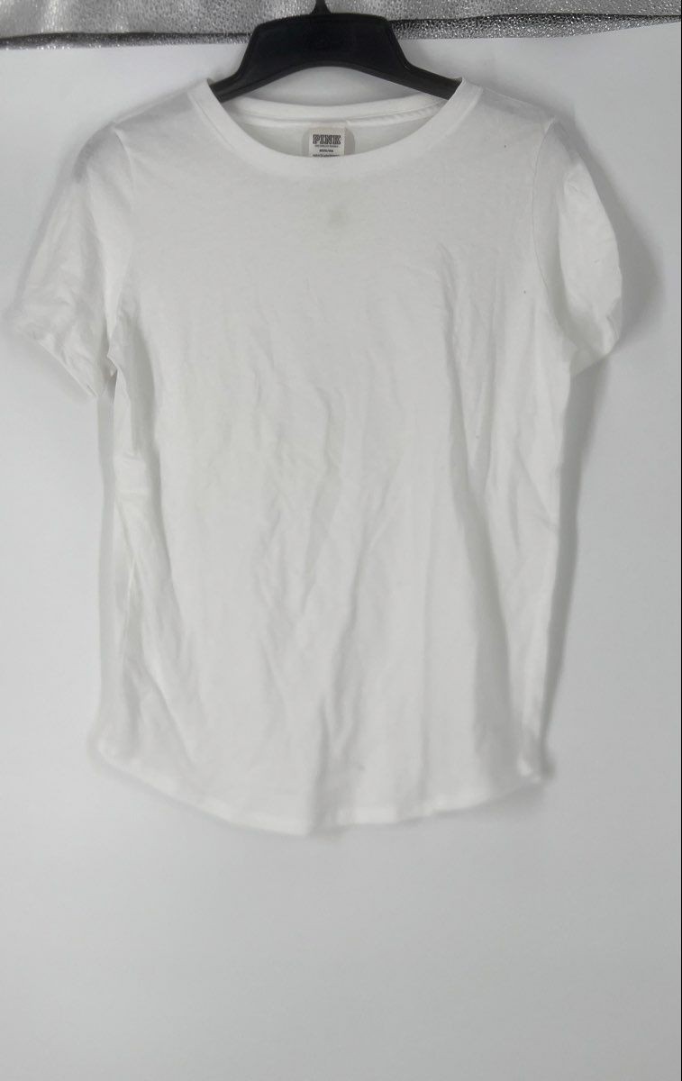Victoria's Secret Pink Womens White Short Sleeve Round Neck Pullover T-Shirt M