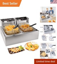 Friggitrice ad Olio Staccabile 12,7QT con Cestelli - Perfetta per Uso Casa e Ristorante