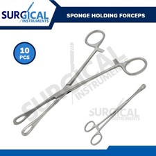 10 Pcs Body Piercing Forceps Kit Hemostat Sponge Clamp 7" Straight German Grade