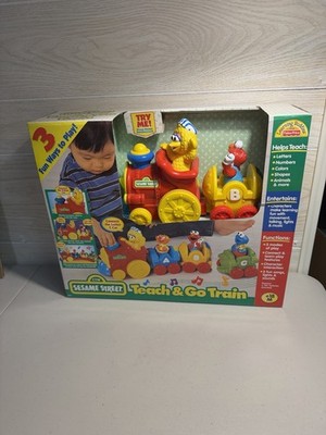 Vintage Sesame Street Big Bird TEACH & GO TRAIN with Elmo abc 123 New Sealed