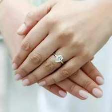 Real Moissanite 2.00CT Pear Cut Women's Engagement Ring 14K White Gold Plated