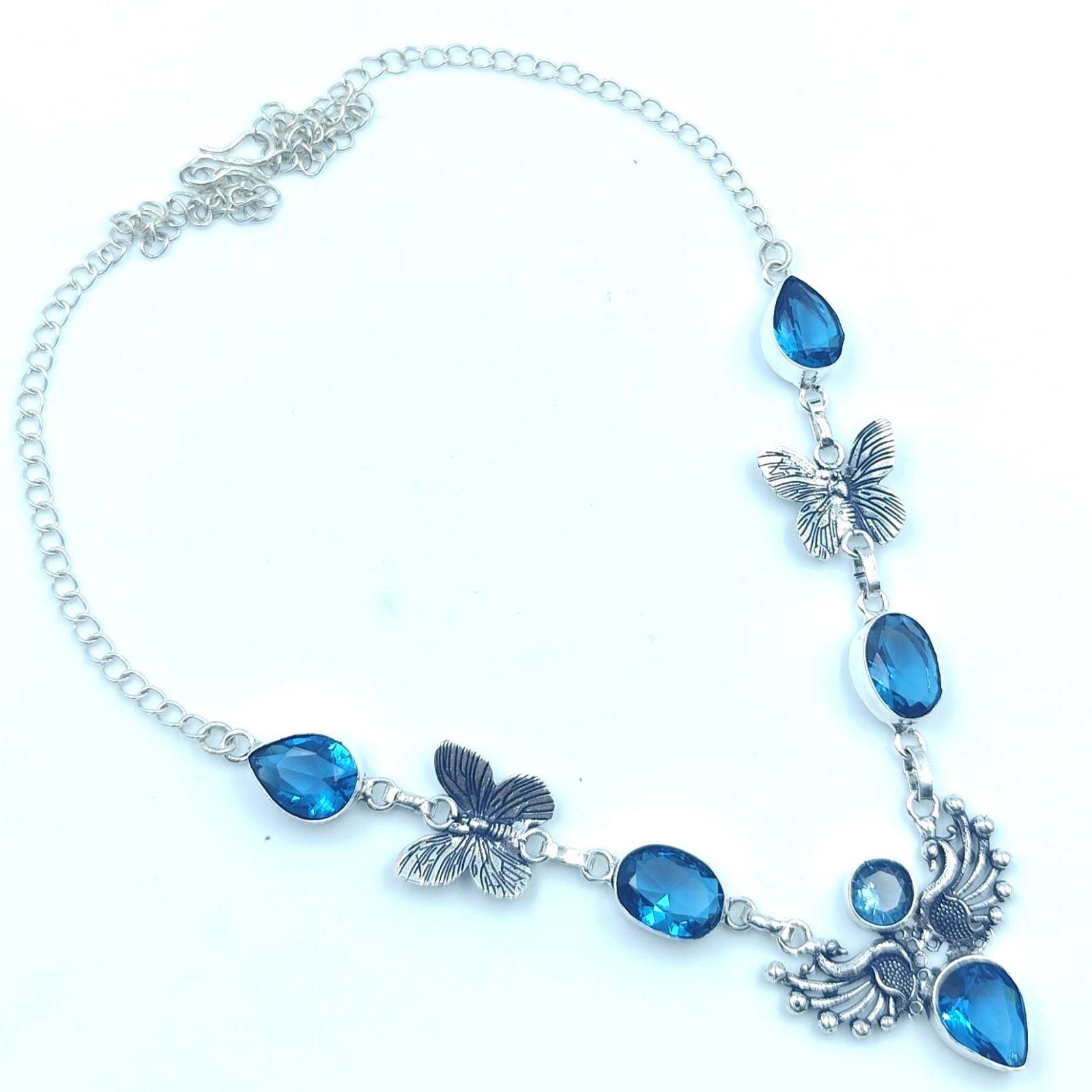 London Blue Topaz Gemstone 925 Sterling Silver Jewelry Necklace Size-17-18