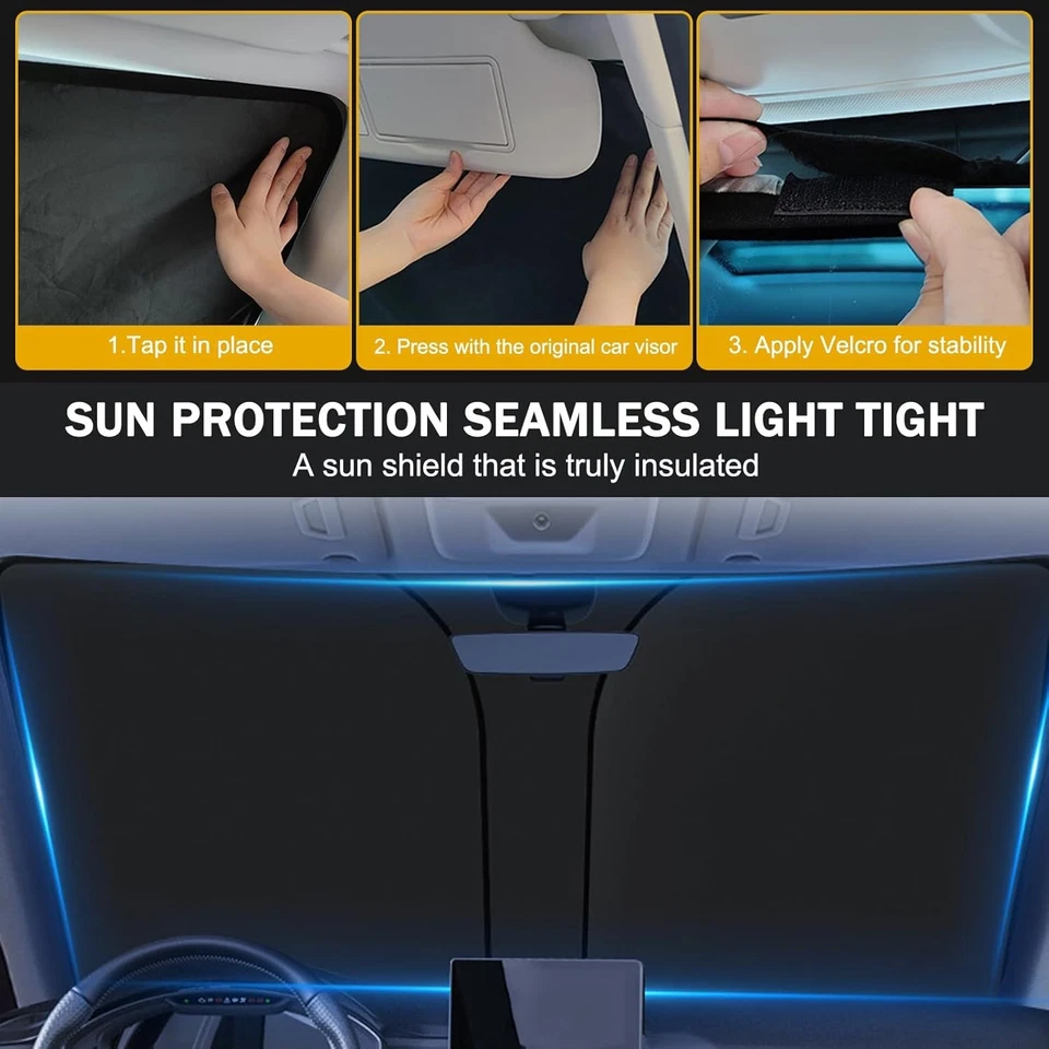 For Toyota Car Front Windshield Sun Parasol Visor Foldable Large Cover Shade - Imagem 3 de 4