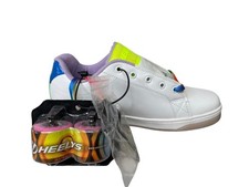 Zapatilla deportiva Heelys Youth patín sobre ruedas HE100857 blanco brillante arco iris encaje talla 8