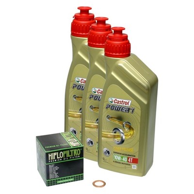 Kawasaki GPZ 500 S, 88-93, EX500A; Castrol Power1 10w40 Öl; HiFlo Ölfilter Set