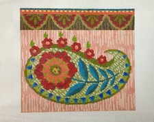Birds of a Feather Handpainted HP Needlepoint Bohemian Palmette Paisley
