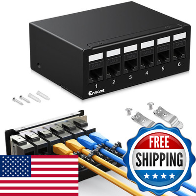 Enmane 6Port Patch Panel CAT6 Keystone Patch Panel Shielded Network Patch Patch 