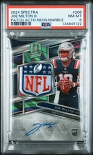 2024 Spectra RPA Neon Marble NFL SHIELD 3/4 Joe Milton Rookie Auto PSA 8 BG6
