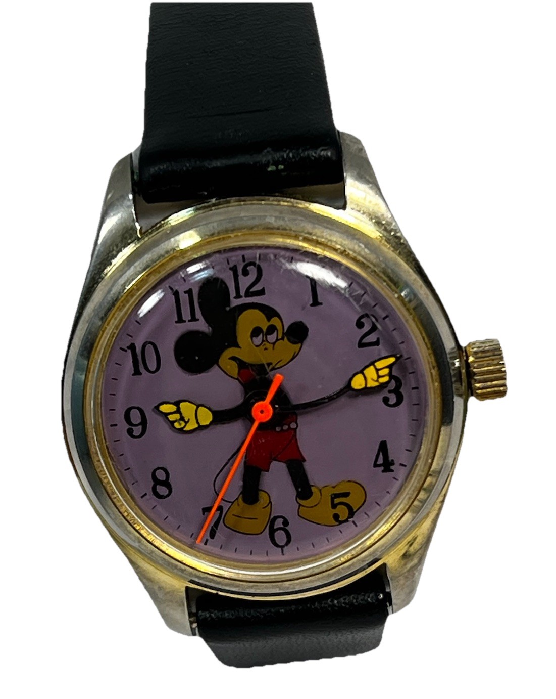 Vintage w/Purple Mechanical Second Dial NICE! &amp; Hand Mouse Watch Wind Red Mickey - vintagewatches.pk