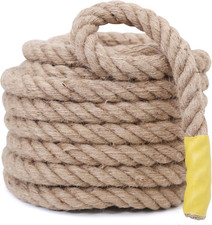 Jute Rope,1 1/2inch x 50 FT Natural Twisted Manila Heavy Duty Hemp Ropes for Cra