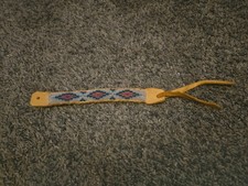 Native American Handmade Leather Beaded Wristband Bracelet