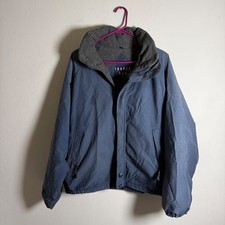 Vintage Trader Bay Mens Blue Fleece Lined Bomber Jacket Size M 98000 Full Zip