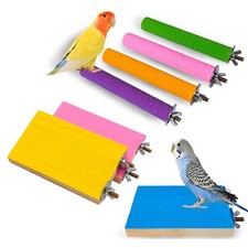 7PCS Bird Perch Stand Platform Natural Wood Parakeet Toys 14*9 cm, Colorful