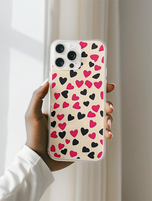 Valentinstag durchsichtige Handyhülle pink schwarz Herzen süß für iPhone 17 Galaxy 14