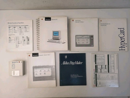 9 Floppy Disk 3,5 Software Machintosh Plus HperCard System + Manuali-M14