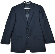 Valentino Mens US 40 I 50 Navy Blue 100 Virgin Wool 2-Button Blazer Jacket