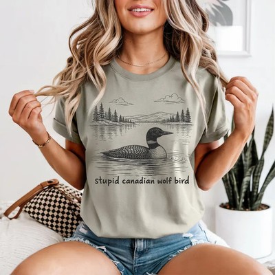 Funny Stupid Canadian Wolf Bird Comfort Tee