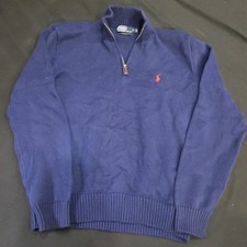 VTG 90s Polo Ralph Lauren 1/4 Zip Sweater Blue Mens Size M