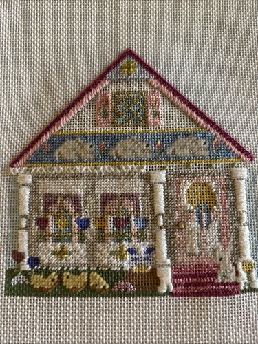 HP Needlepoint 18ct MELISSA SHIRLEY Valentine Heart House Partial Bunny Bunnies