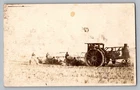 RPPC Steam Tractor Field Farm Work Flag Early 1900s Postcard WW1 Military