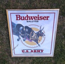 Vintage 1992 Anheuser-Busch Budweiser Salutes U.S Army Mirror USA 23.5 x 21.5