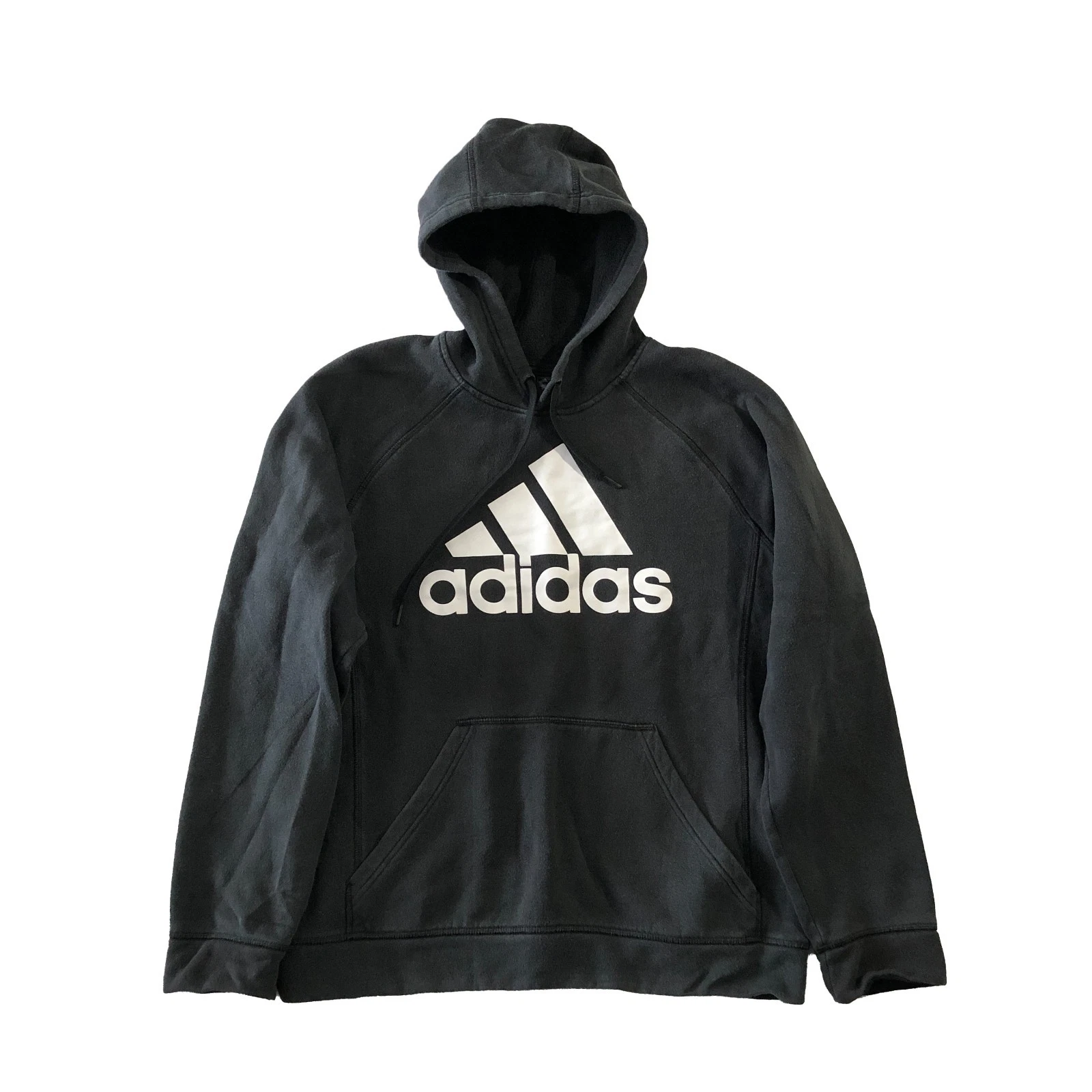 Adidas Hoodie Mens M Black White Logo Long Sleeve Pocket Pullover