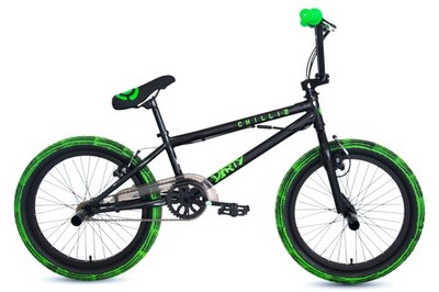 BMX Freestyle Fahrrad 20 Zoll CHILLIZ Singlespeed V-Brake 360 Rotor Schwarz Grün