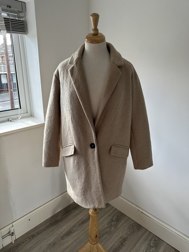 NEXT Women’s Tan, Beige Camel Coat Long Overcoat Wool blend Size UK14