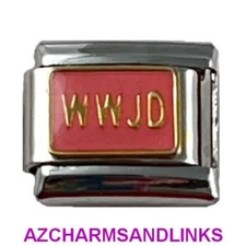WWJD Pink Italian Charm Bracelet Link Compatible with all 9mm Charms #567A
