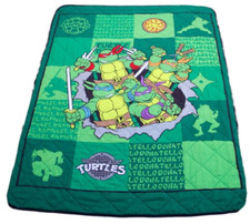 Vintage Teenage Mutant Ninja Turtles Blanket/Comforter 59x42 TURTLE POWER TMNT