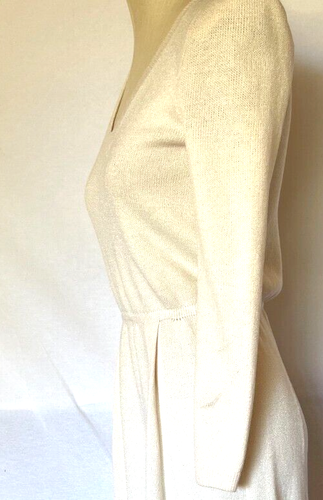 Abito vintage anni 80 ST John by Marie grigio crema chiaro lana maglia cerniera posteriore S 4 - Foto 5 di 11