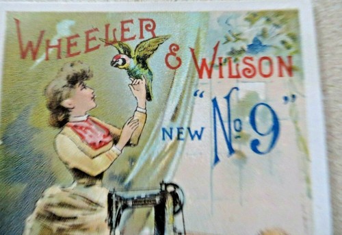 WHEELER & WILLSON NEW HIGH ARM No.9 FAMILY SEWING MACHINE 1888 TRADE CARD PARROT - Picture 2 of 9