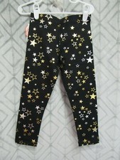 New Wonder Nation Leggings Size XS 4-5 Girls Black Silver Gold Stars School