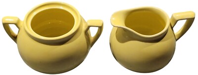 Liptons Tea  2 Piece Vintage Yellow Ceramic No Lid Sugar Bowl & Creamer Set