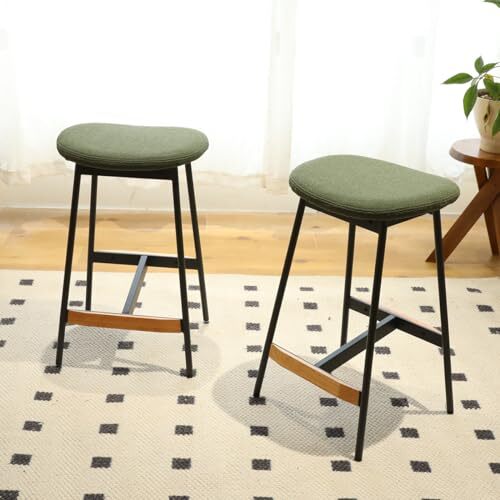 Modern Set of 2 Bar Stools Comfortable & Counter HeightSeat height