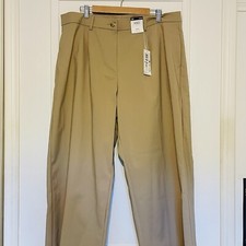 Marks Spencer Trousers 20 Sand Beige Wide Leg Pleat High Rise W40 L27.5