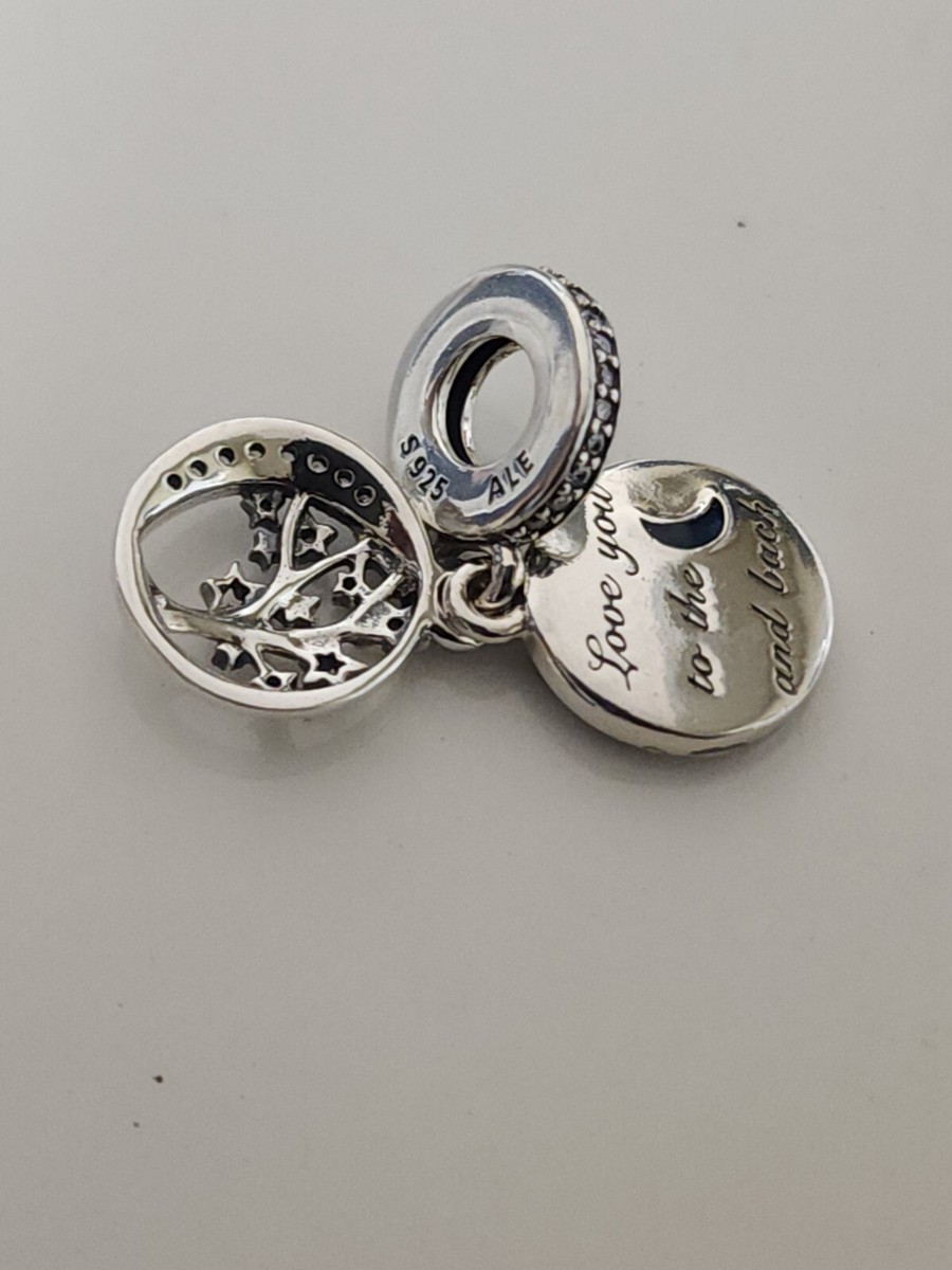 AUTHENTIC PANDORA DOUBLE DANGLE TREE & GALAXY MOON CHARM
