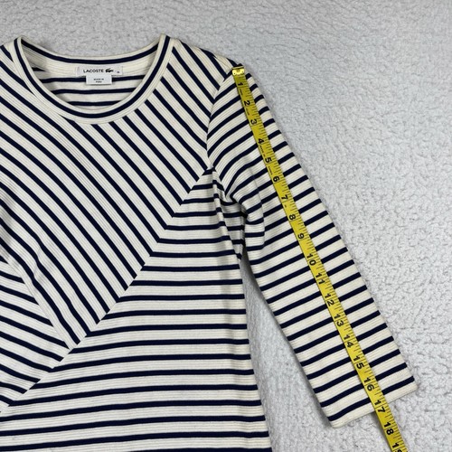 Lacoste Dress Womens 36 Blue White Stripes Pullover Beach Preppy Nautical Office - Picture 11 of 14