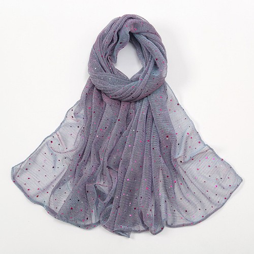 Glitter Sequins Headscarf Shimmer Wrinkle Scarf Shawls Thin Muslim Hijab Wraps - Picture 25 of 25