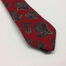 Christian Dior Monsiuer Men's Tie Red Paisley All Silk Woven Italy Made in USA